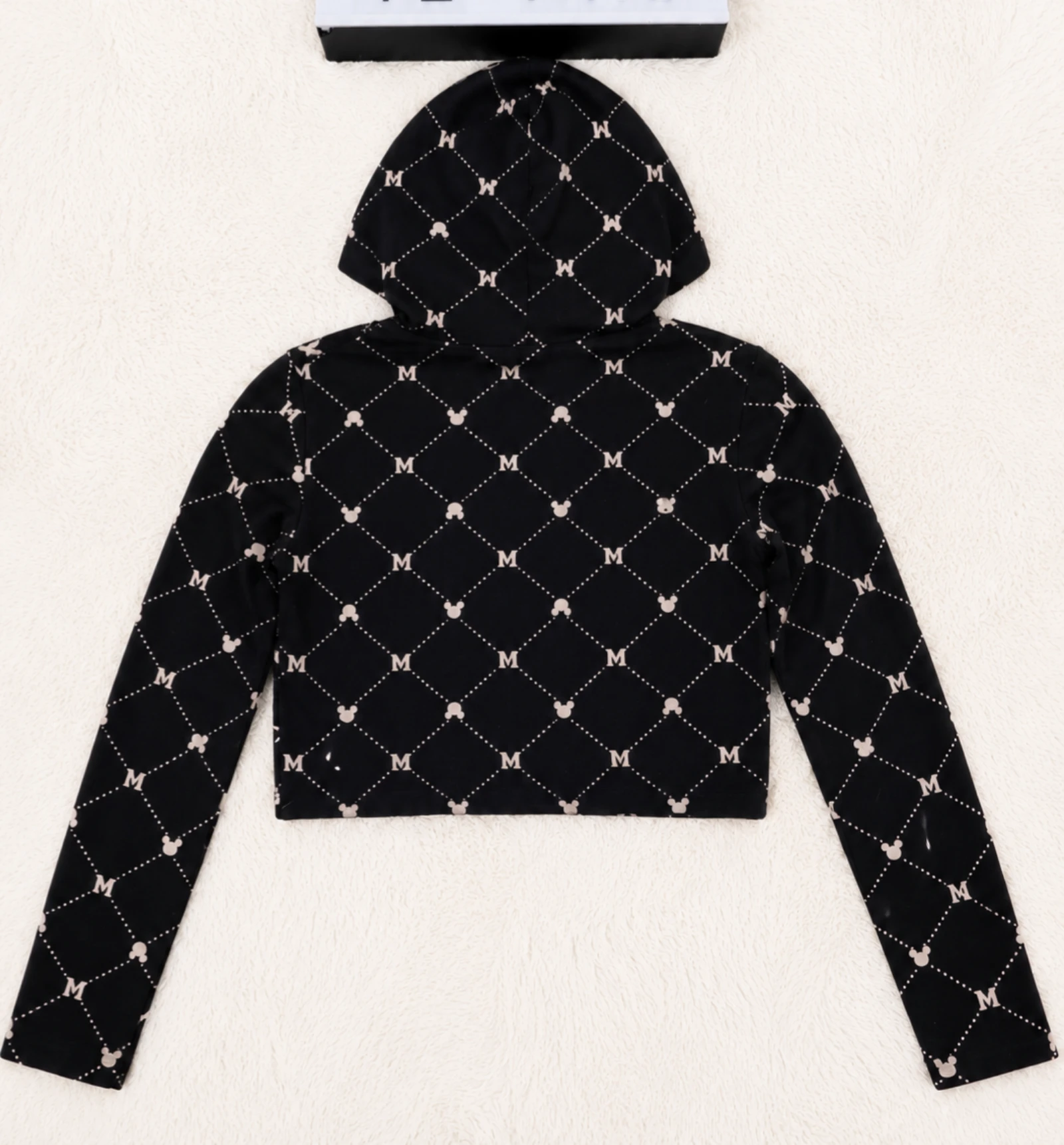 Suéter curto com capuz Mickey Disney PP 12 anos preto e branco 👒 – photo 5